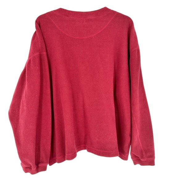 St John's Bay Pullover XL Maroon Fleece 3 Button Henley Long Sleeve - Picture 3 of 8